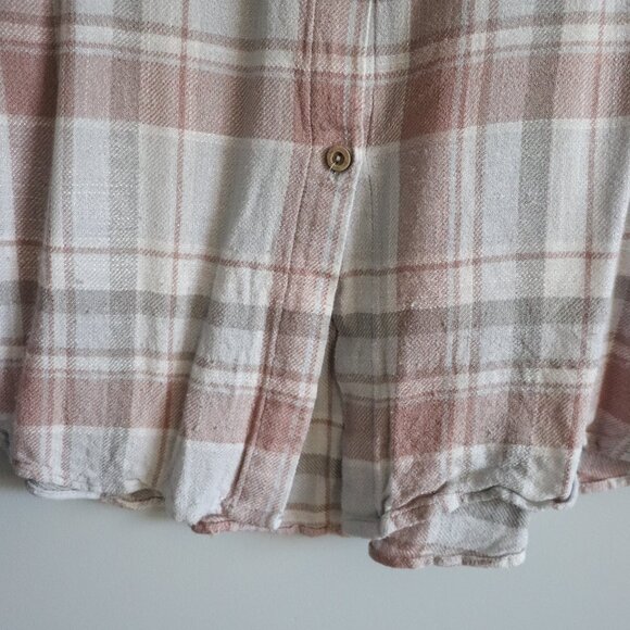 Torrid Womens Pink Sz 2 Abbey Plaid Buttoned Woven Short Sleeve Pullover Blouse - Picture 9 of 13